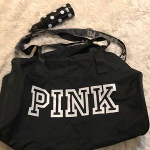 PINK duffel bag with water bottle